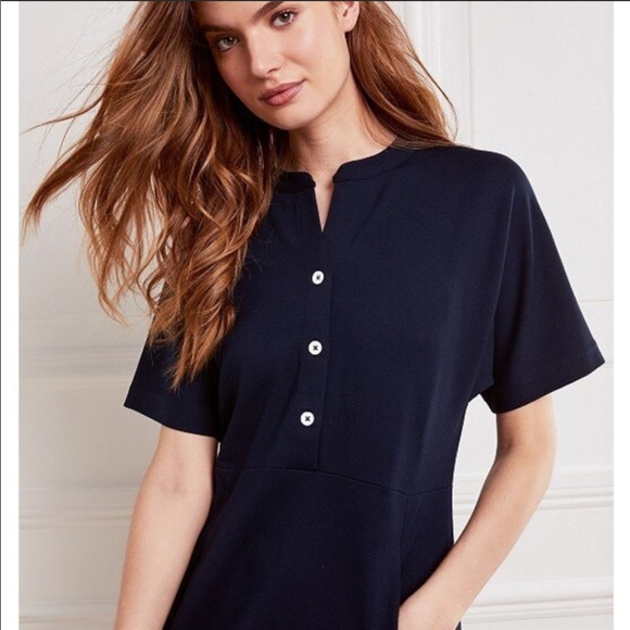 THE WHITE COMPANY NAVY BUTTON FRONT MINI DRESS 12 - Picture 3 of 6